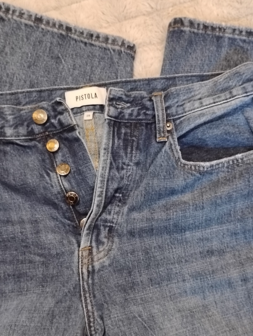 pistola Light Blue High-Rise Button-Fly Jeans